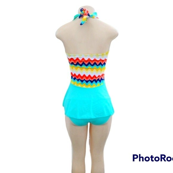 Teal Blue Tanki Swimsuit L - Picture 3 of 6